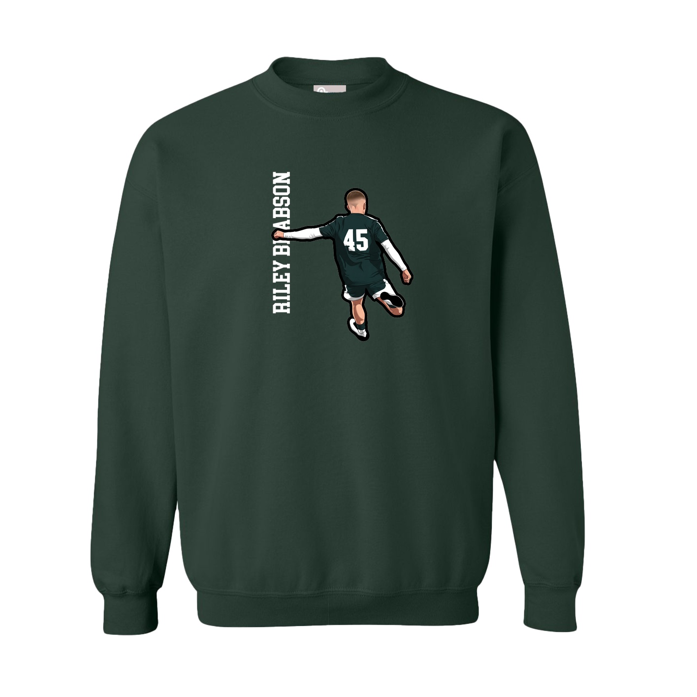Fleece Crew — Name Vertical in Green