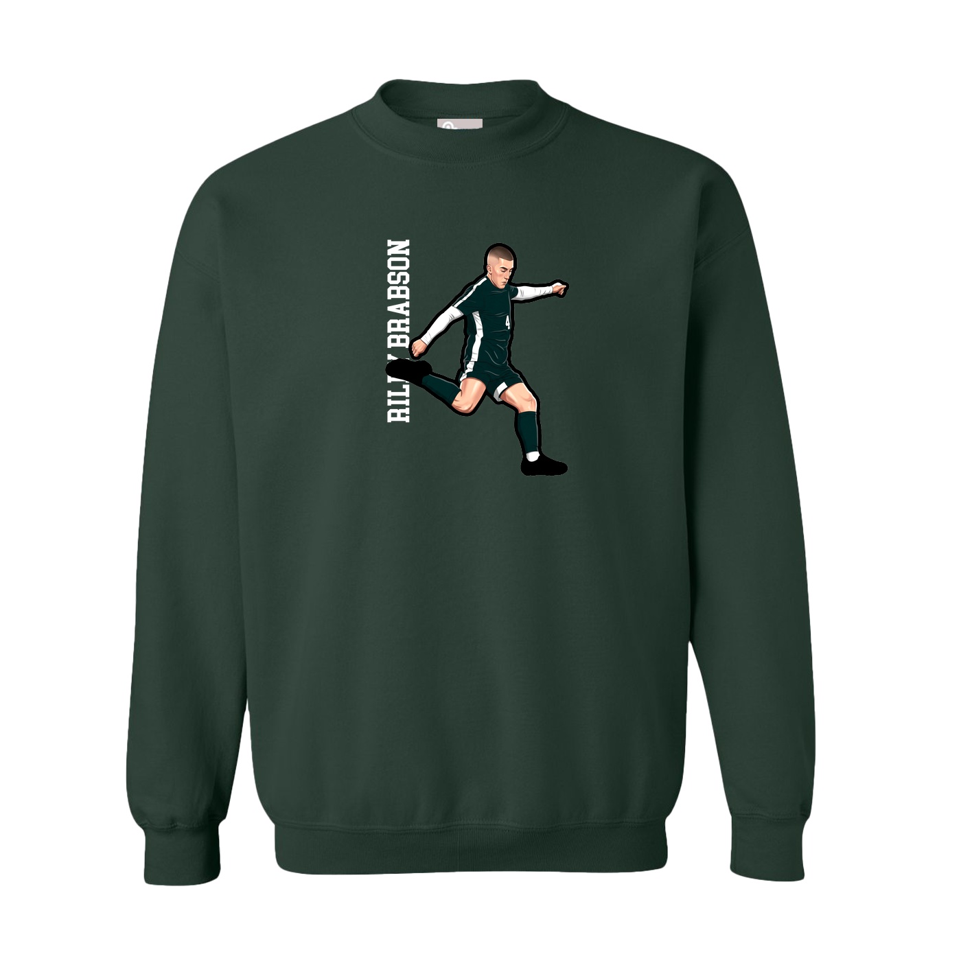 Fleece Crew — Name Vertical in Green