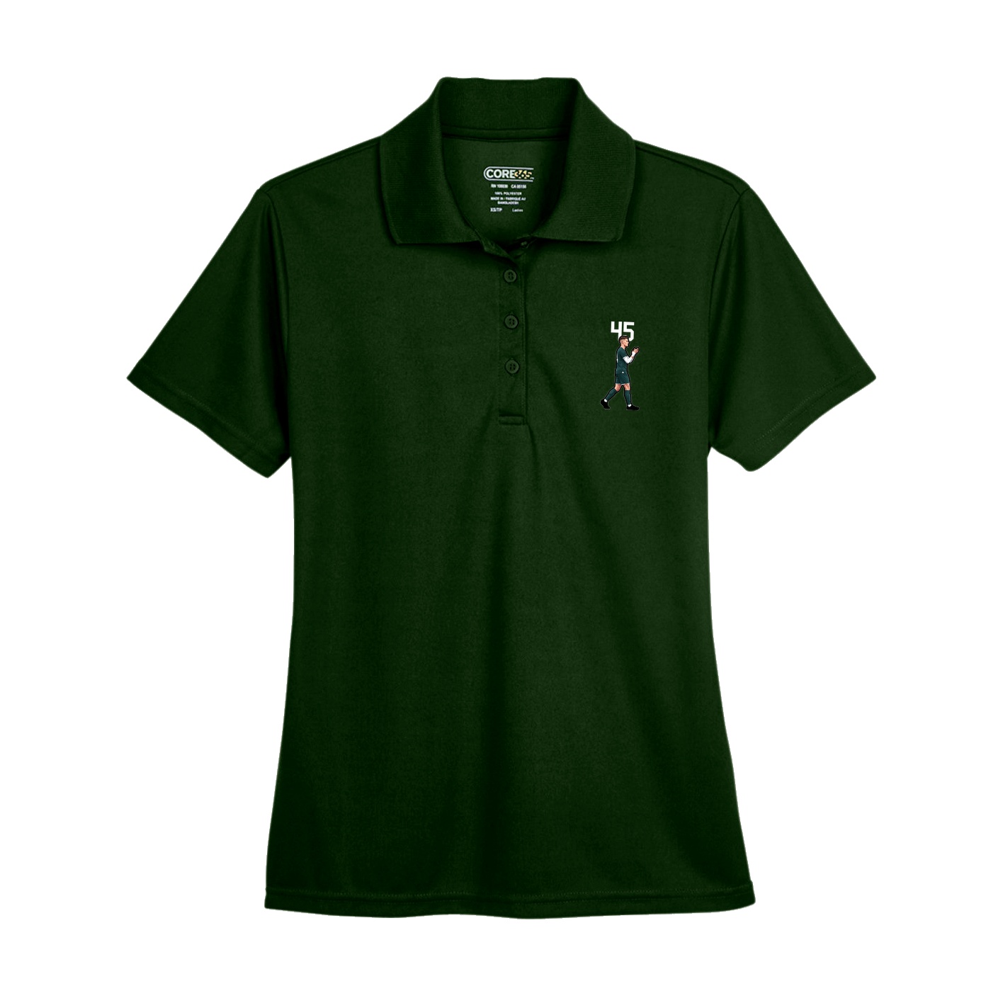 Womens Performance Polo — Number Top in Green