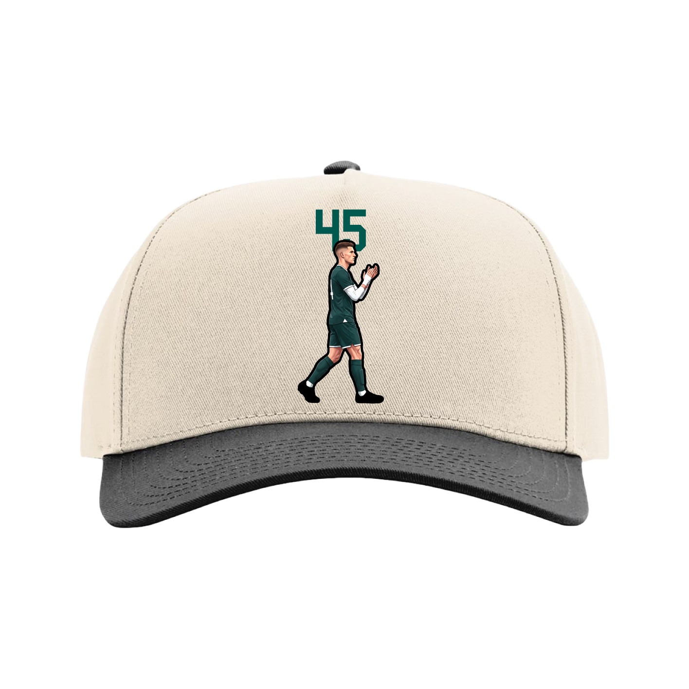 Full Fabric Five-Panel Champ Cap — Number Top in Cream/Black