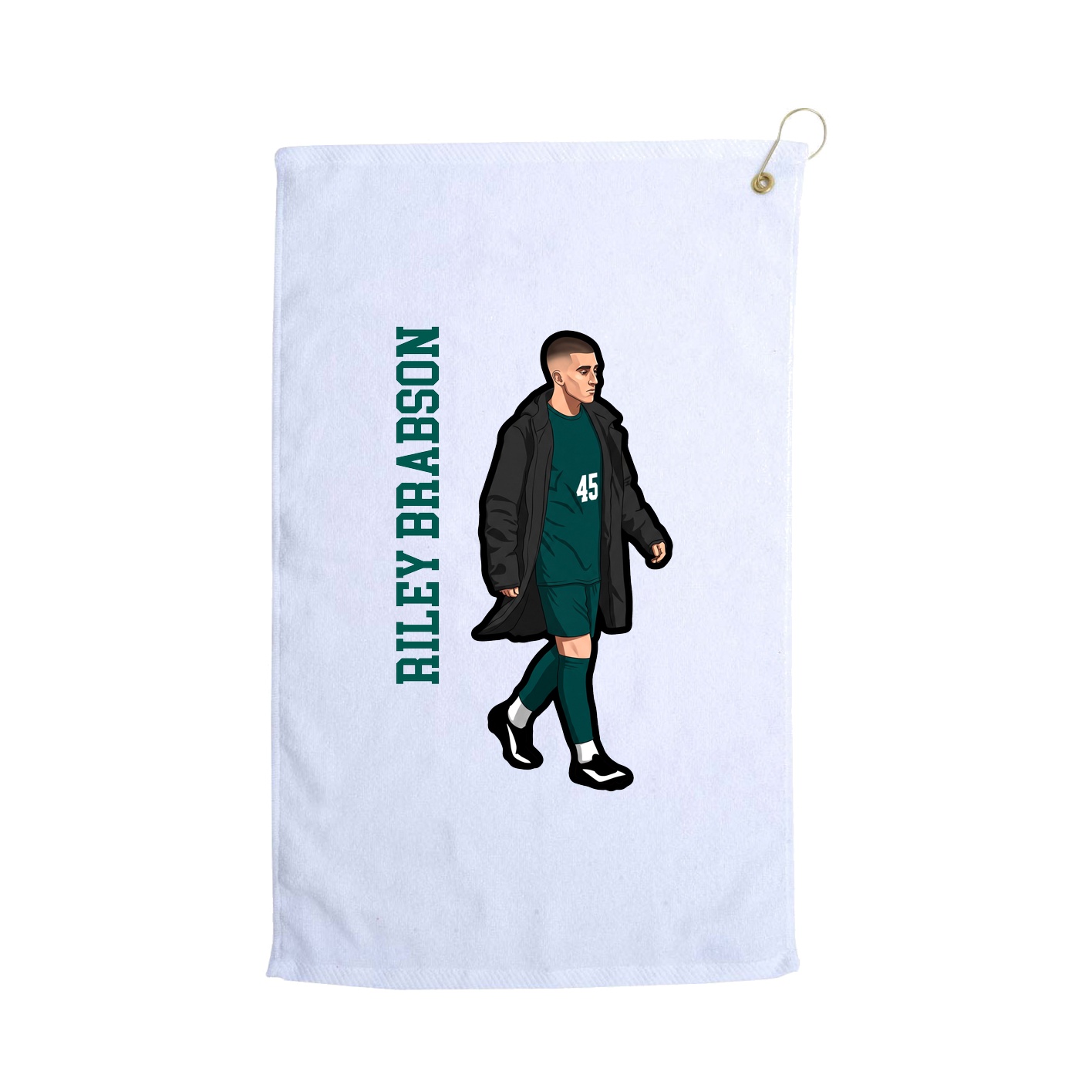 Golf Towel — Name Vertical in White