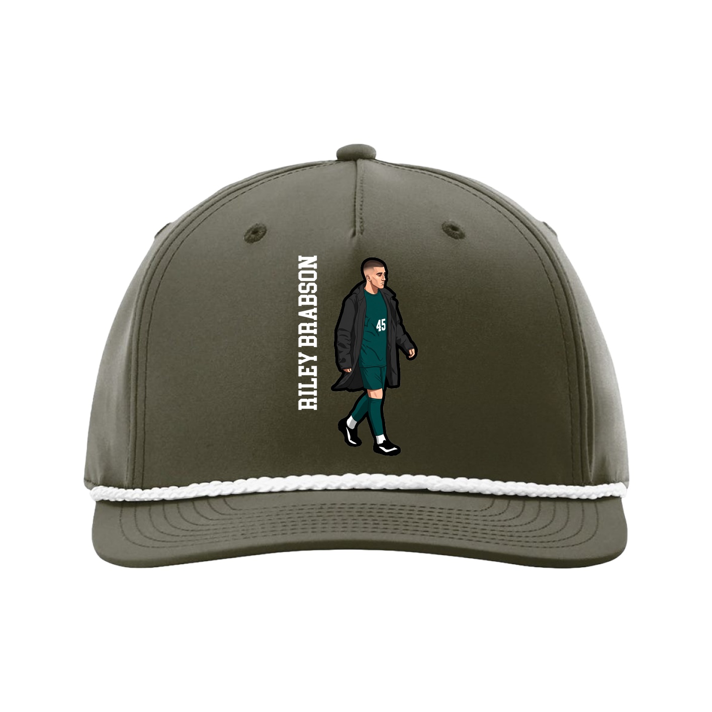 Five-Panel Classic Rope Cap — Name Vertical in Green