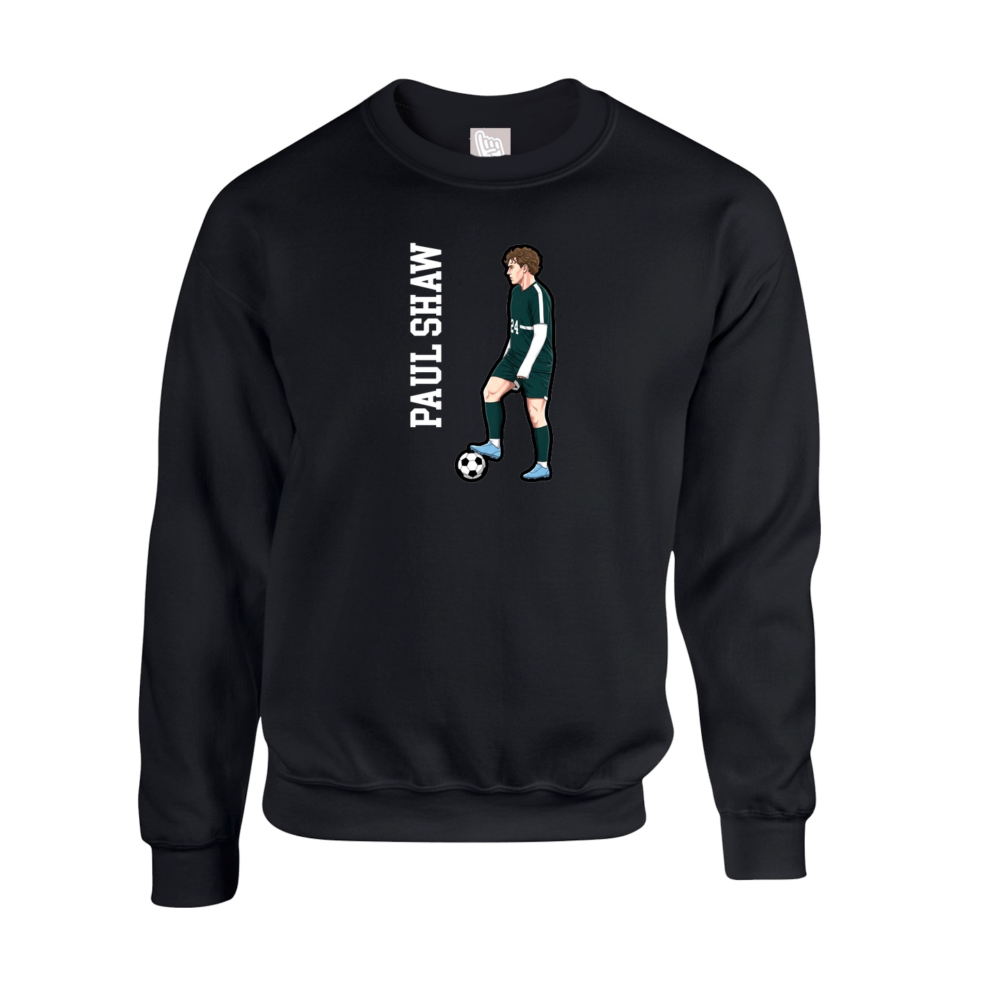 Fleece Crew — Name Vertical in Black