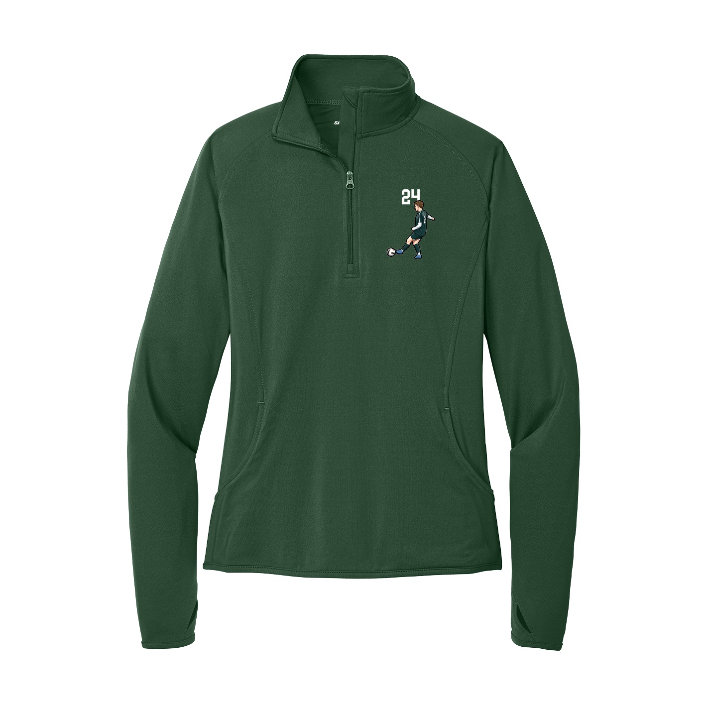 Women's Q-Zip Pullover — Number Top in Green