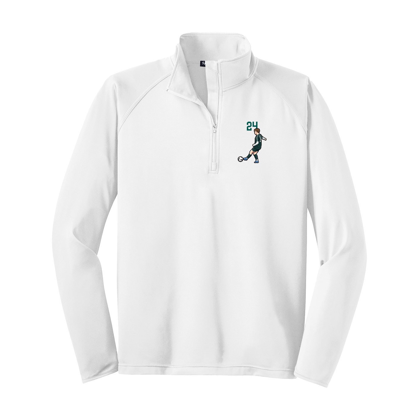 Q-Zip Pullover — Number Top in White