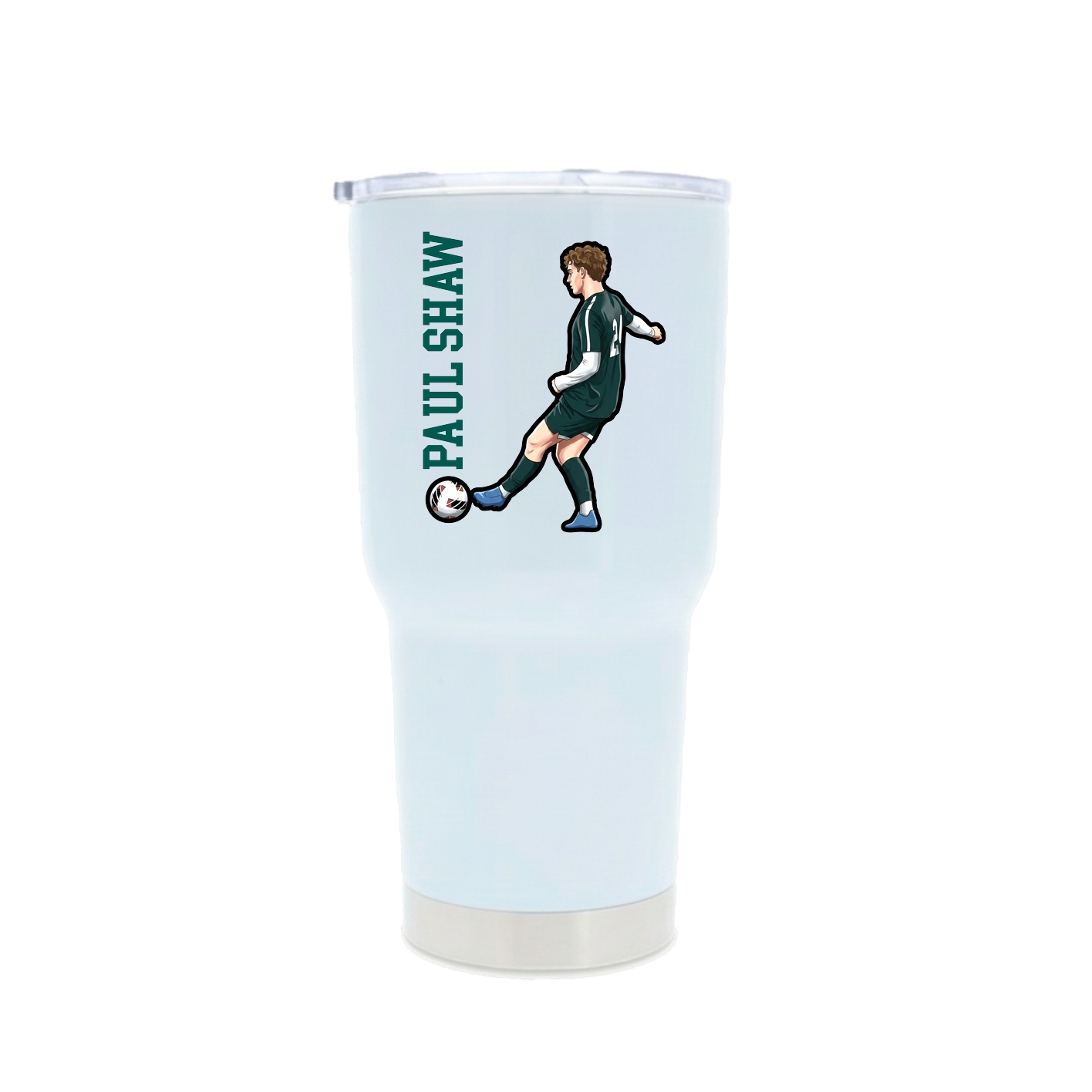 30oz Stainless Steel Tumbler — Name Vertical in White