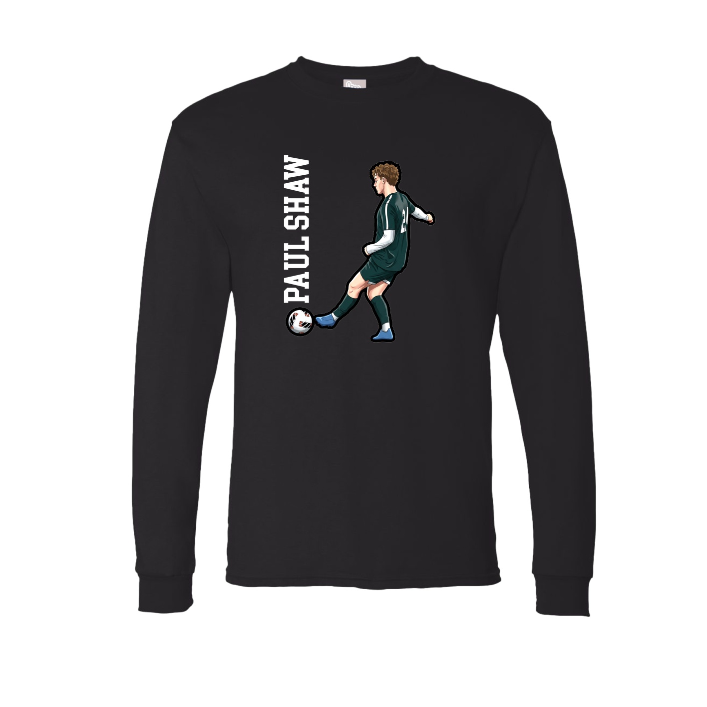 Long Sleeve Tee — Name Vertical in Black