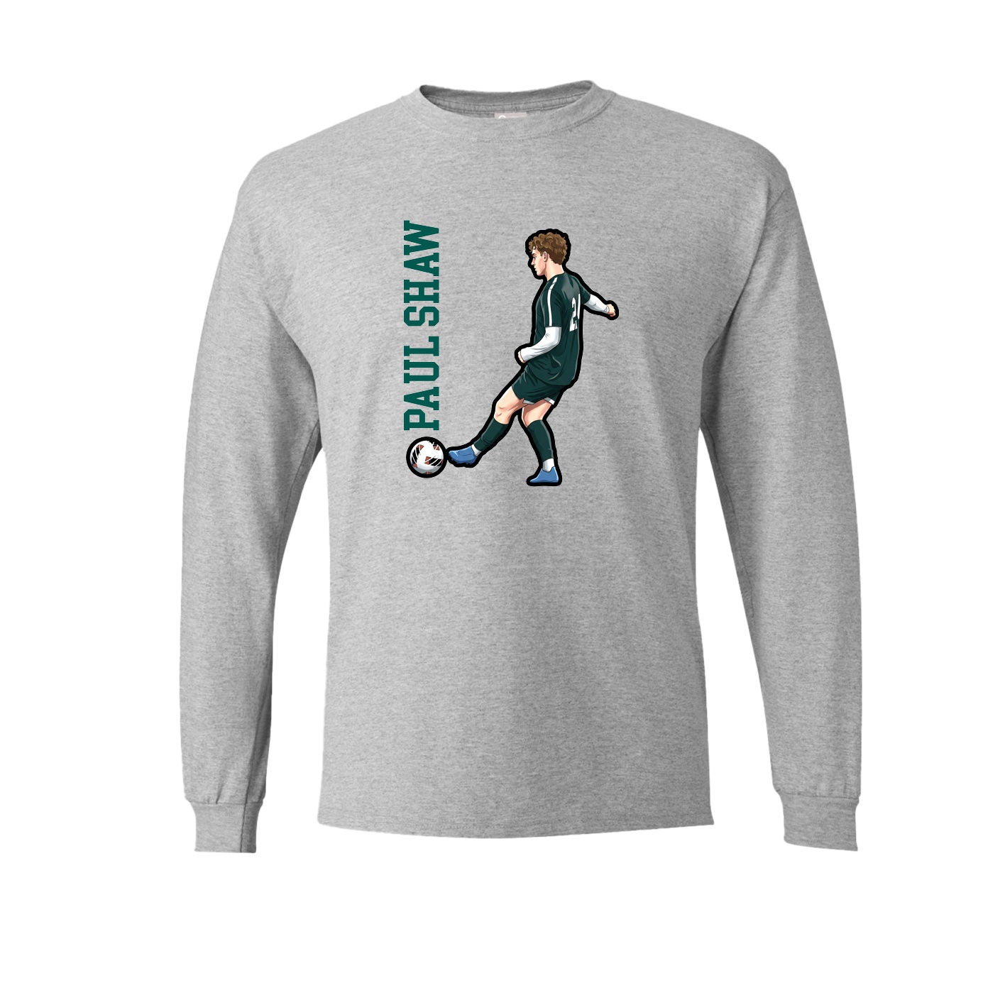 Long Sleeve Tee — Name Vertical in Grey