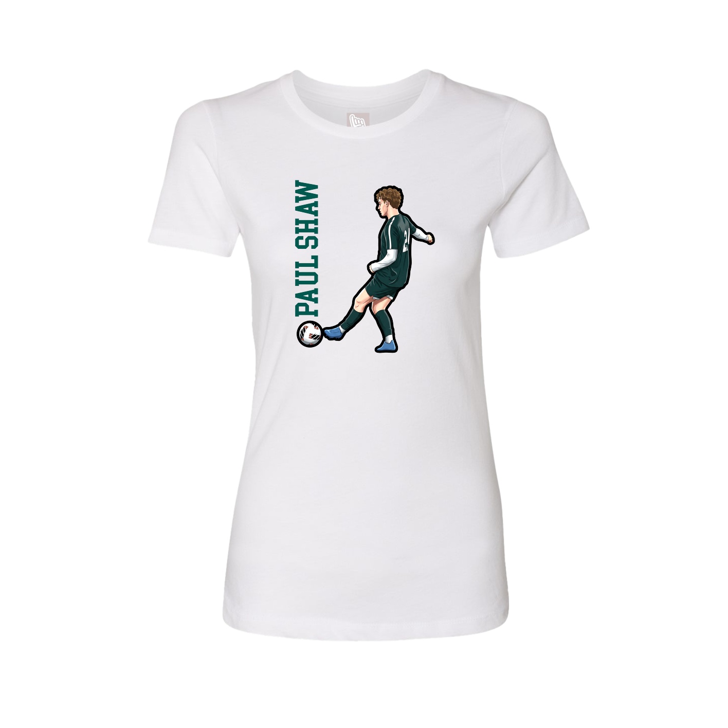 Fitted Women's Tee — Name Vertical in White