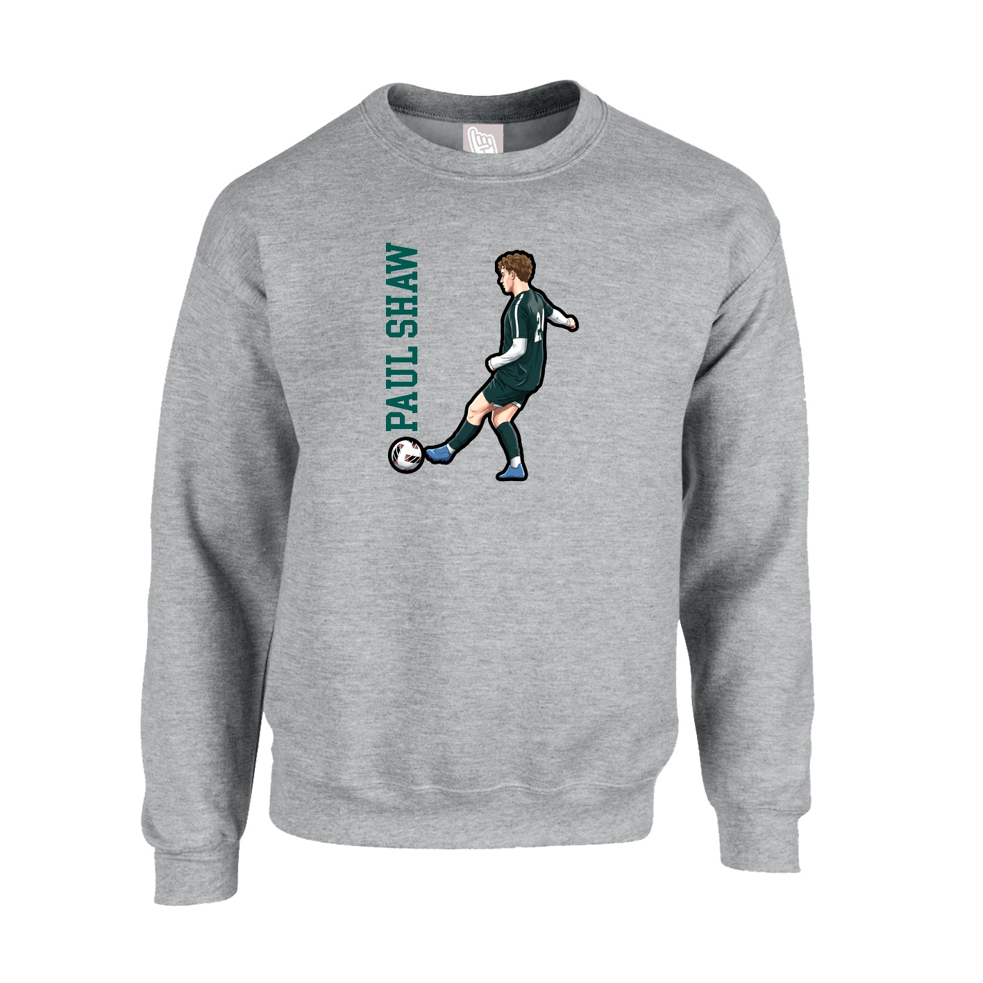 Fleece Crew — Name Vertical in Grey