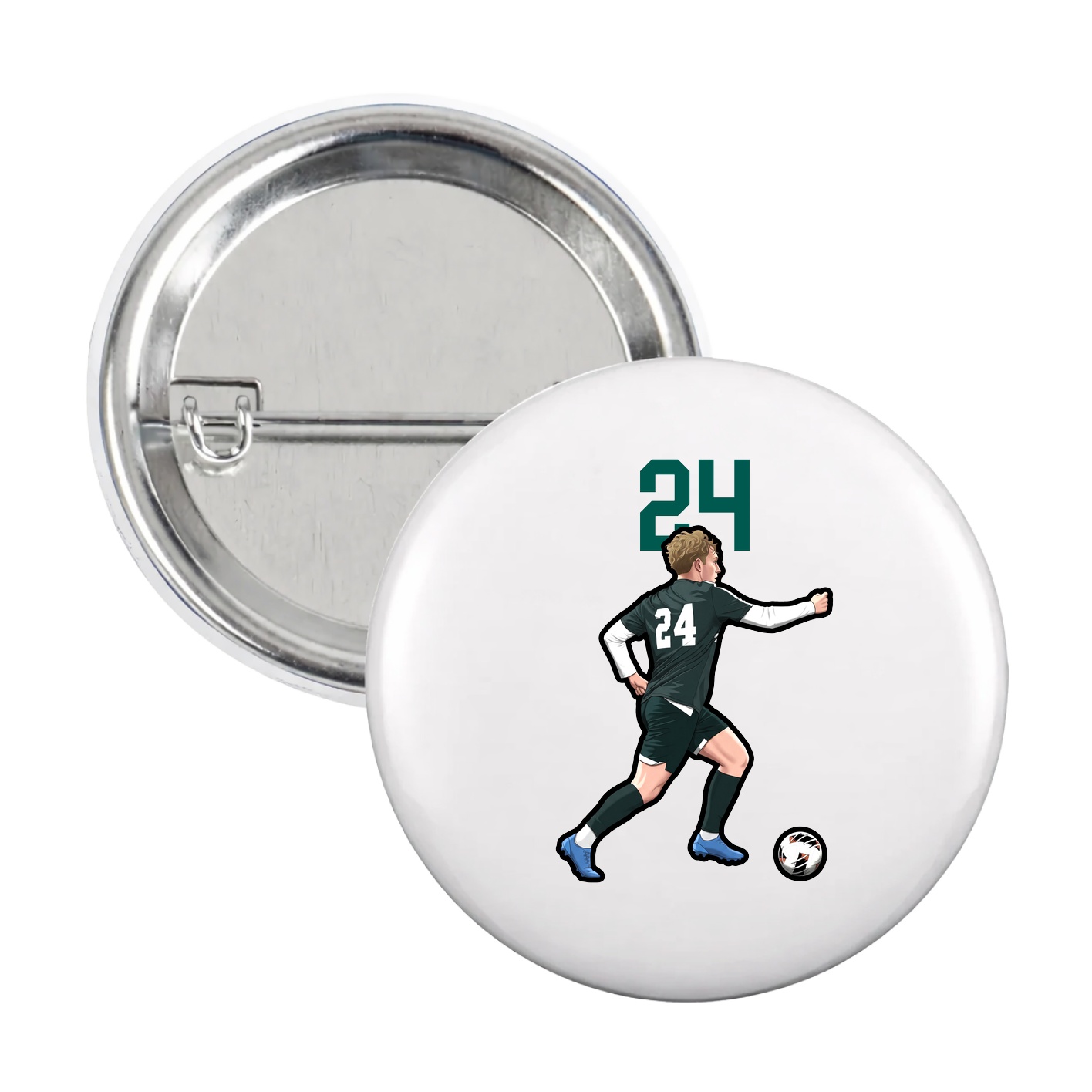 Game Day Button — Number Top in White