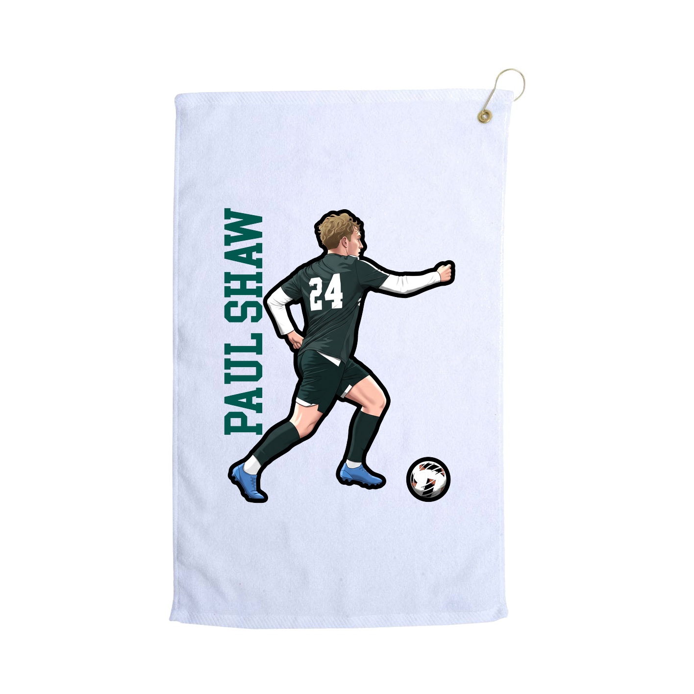 Golf Towel — Name Vertical in White