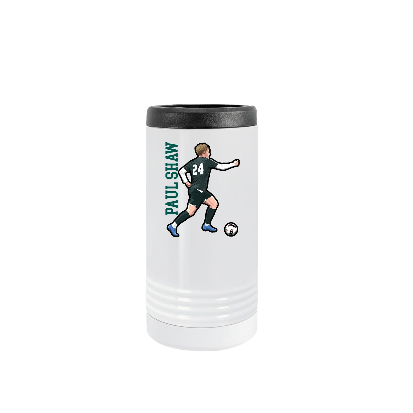 Slim Beverage Holder — Name Vertical in White