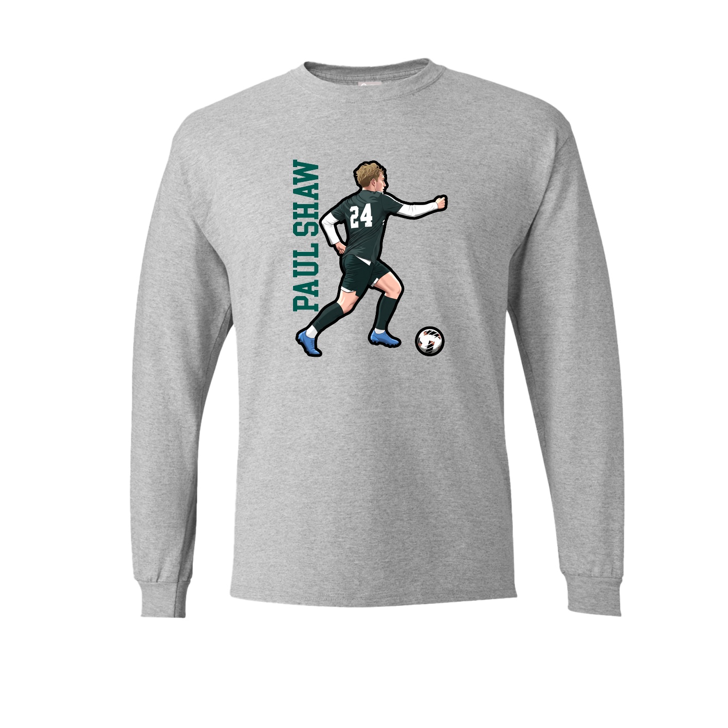 Long Sleeve Tee — Name Vertical in Grey