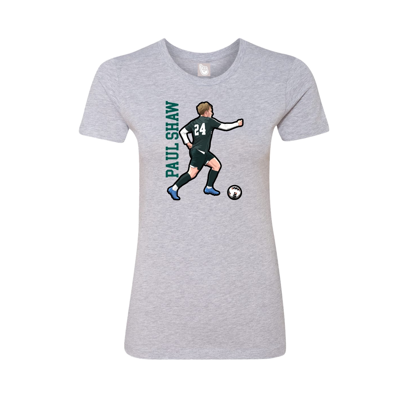 Womens Tee — Name Vertical in Grey