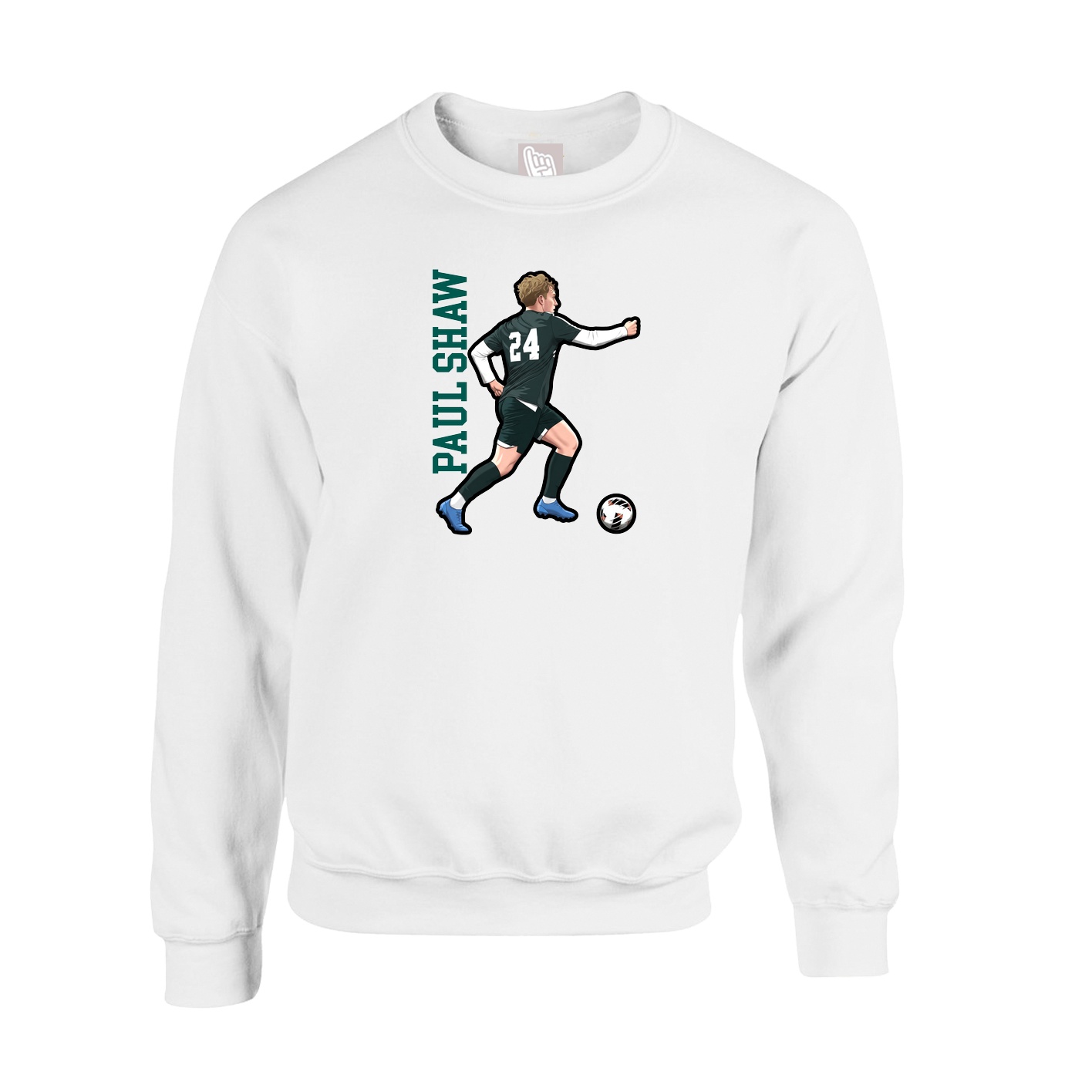 Fleece Crew — Name Vertical in White