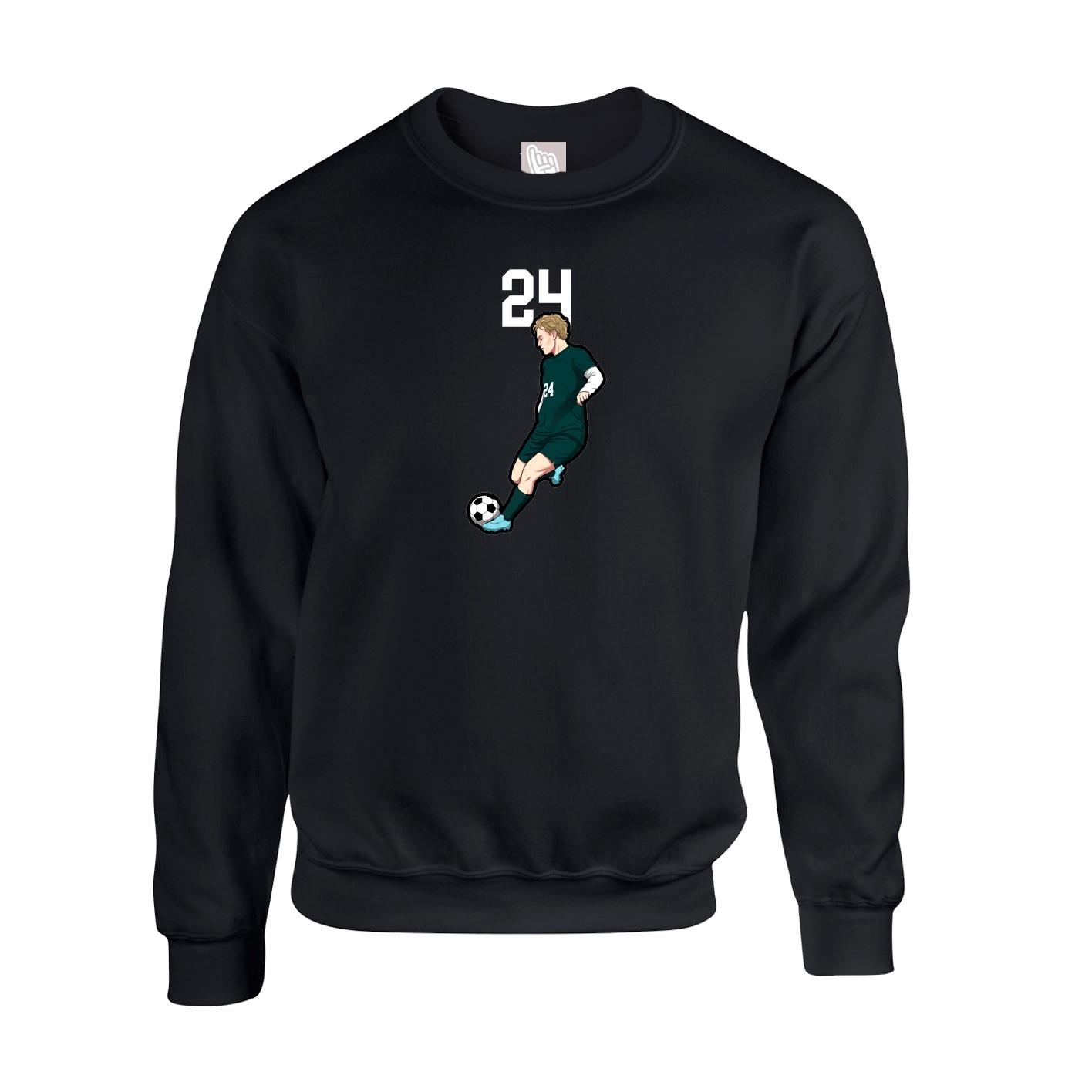 Fleece Crew — Number Top in Black
