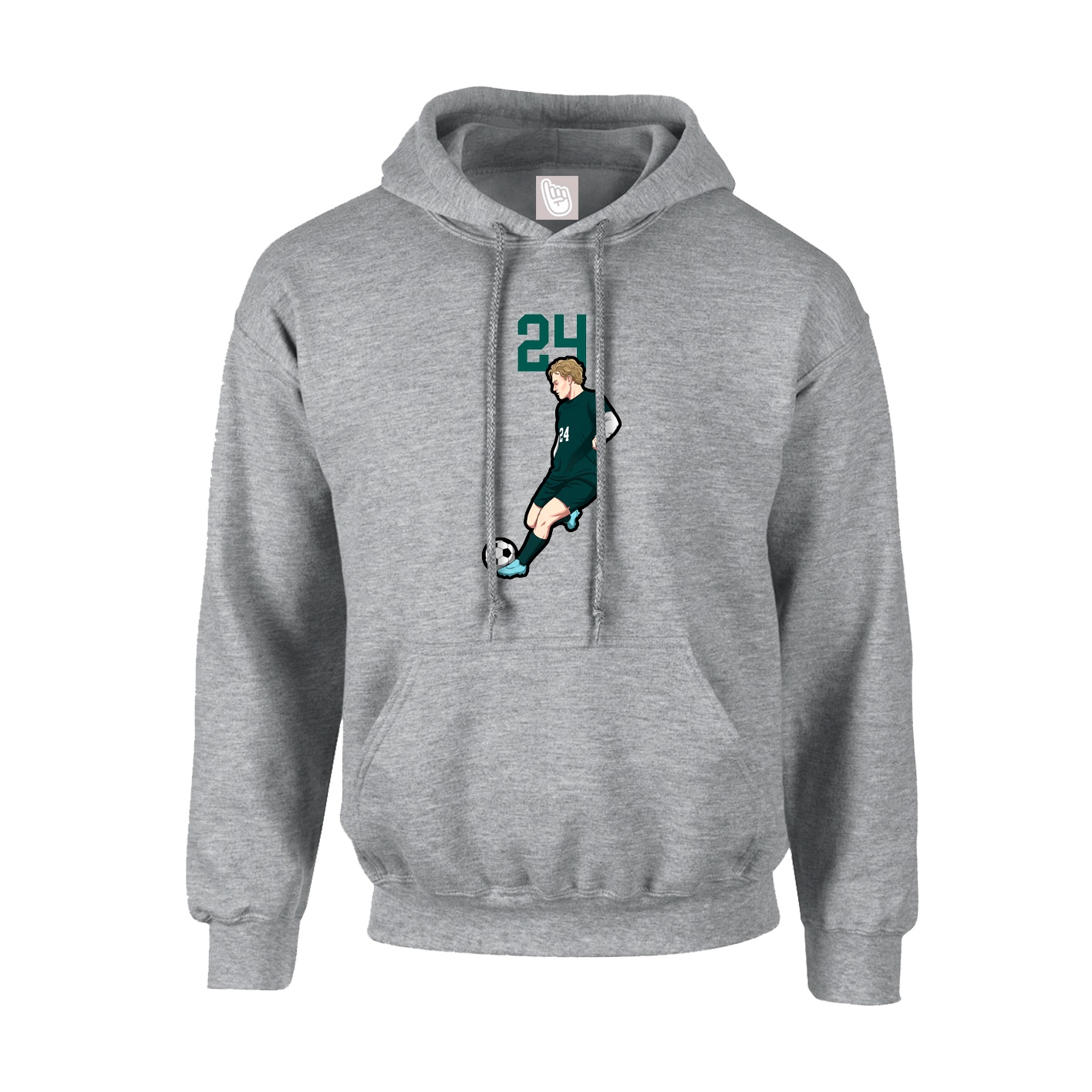 Youth Hoodie — Number Top in Grey