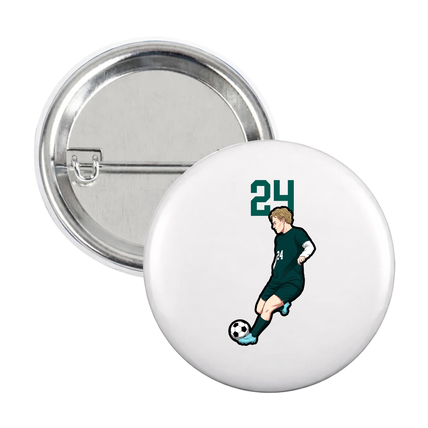 Game Day Button — Number Top in White
