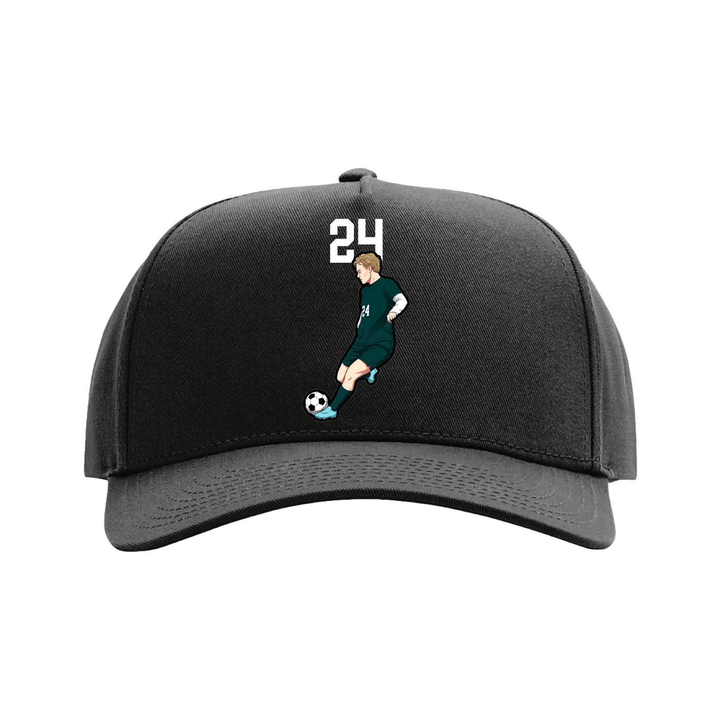 Full Fabric Five-Panel Champ Cap — Number Top in Black