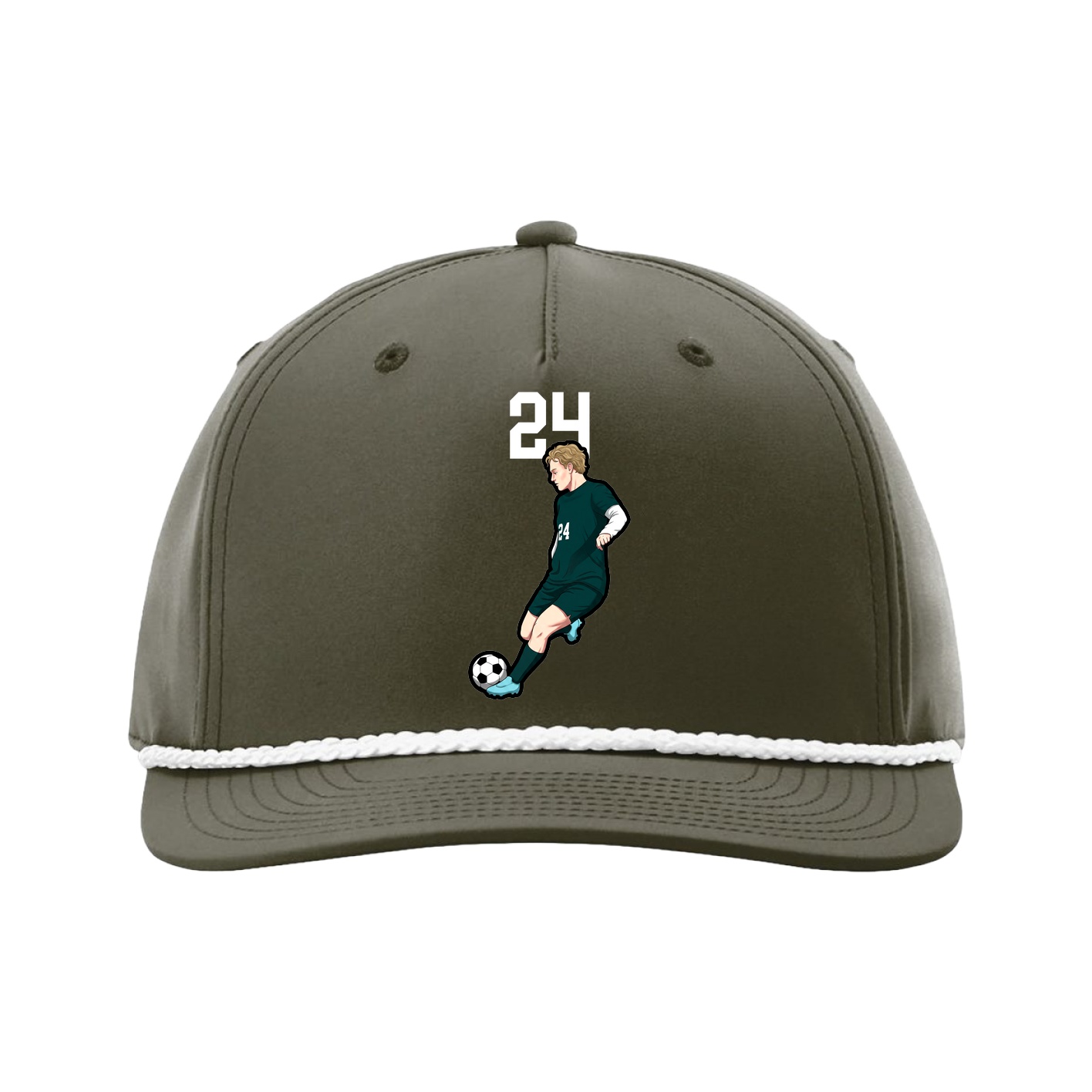 Five-Panel Classic Rope Cap — Number Top in Green