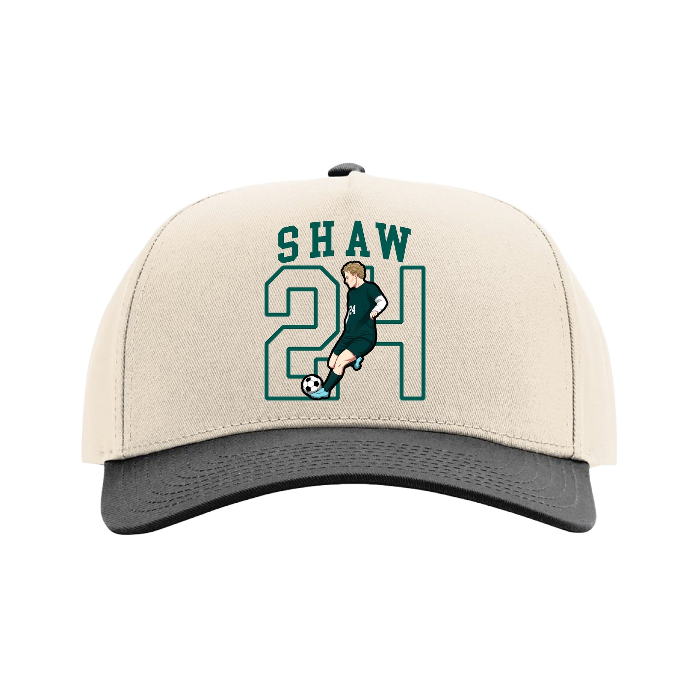 Full Fabric Five-Panel Champ Cap — Shirsey in Cream/Black