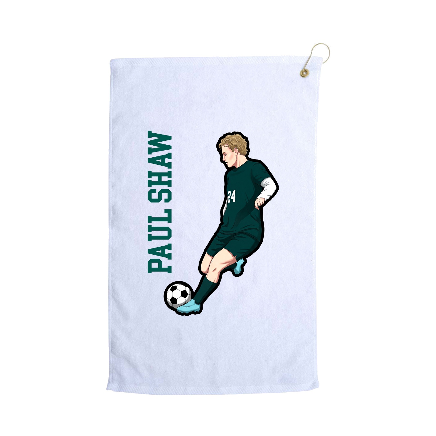 Golf Towel — Name Vertical in White