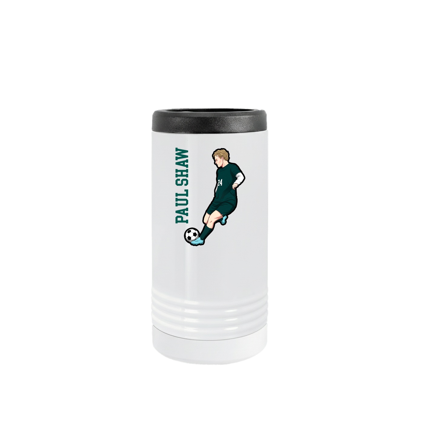 Slim Beverage Holder — Name Vertical in White