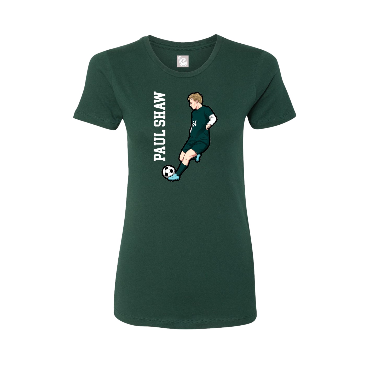 Womens Tee — Name Vertical in Green