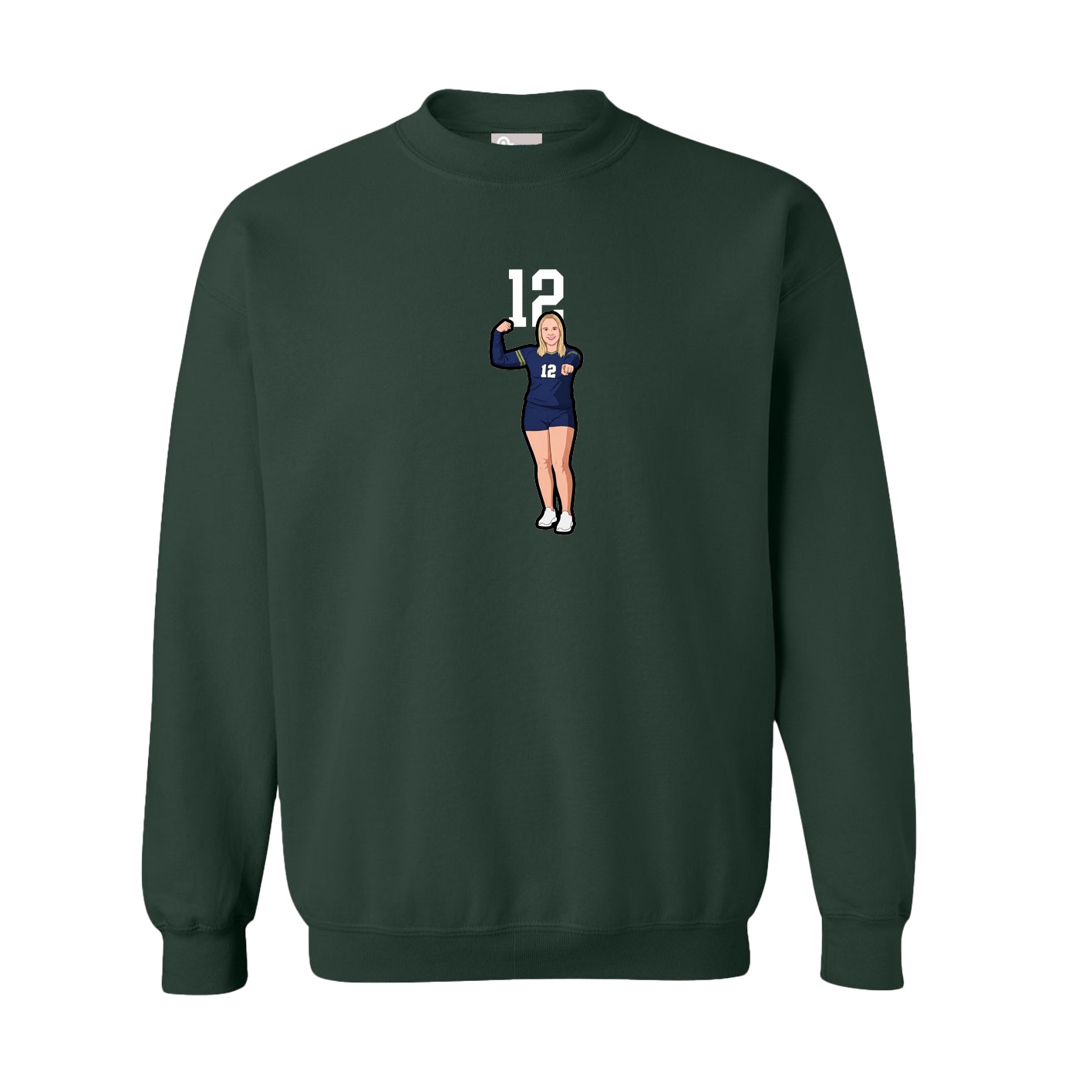 Fleece Crew — Number Top in Green