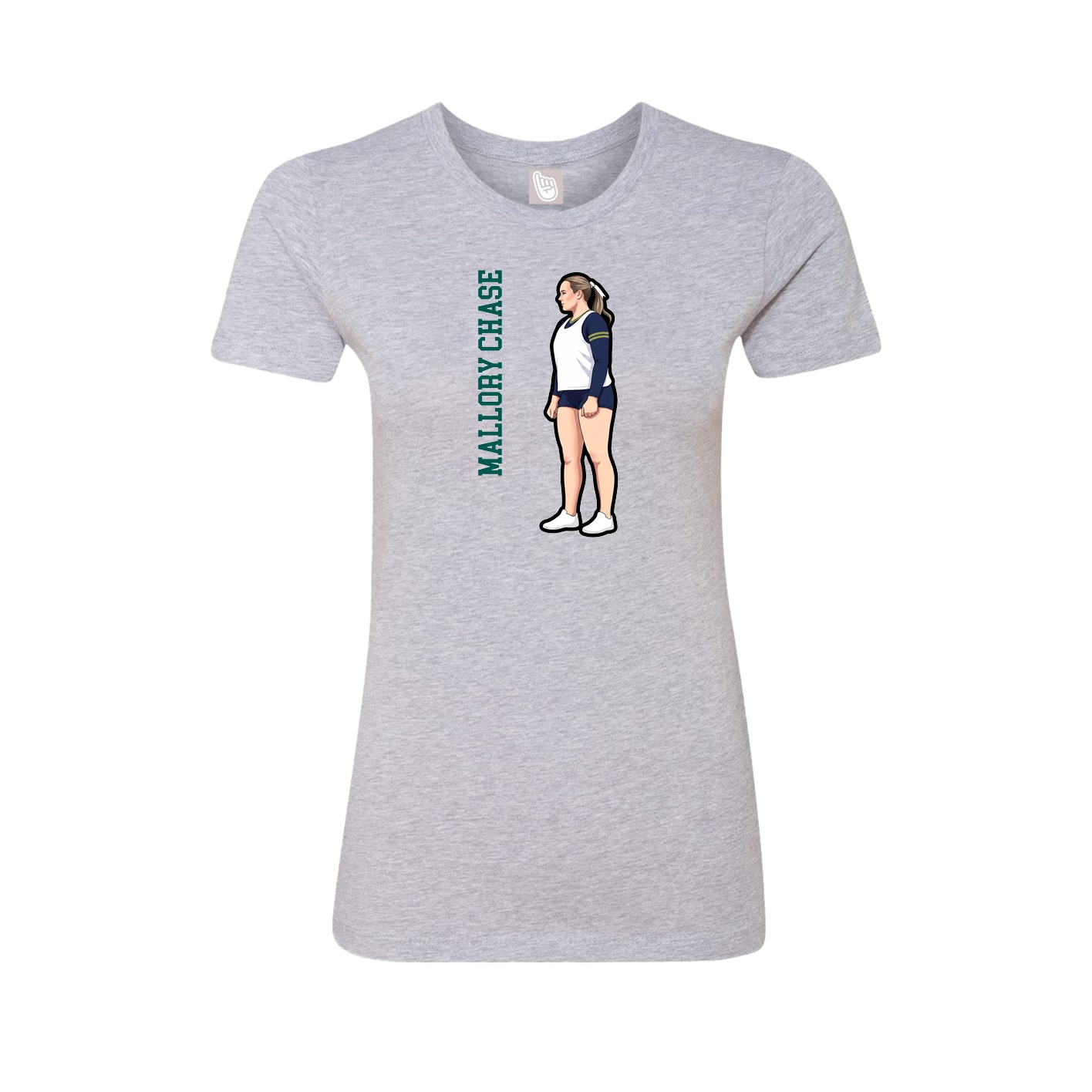 Fitted Women's Tee — Name Vertical in Grey