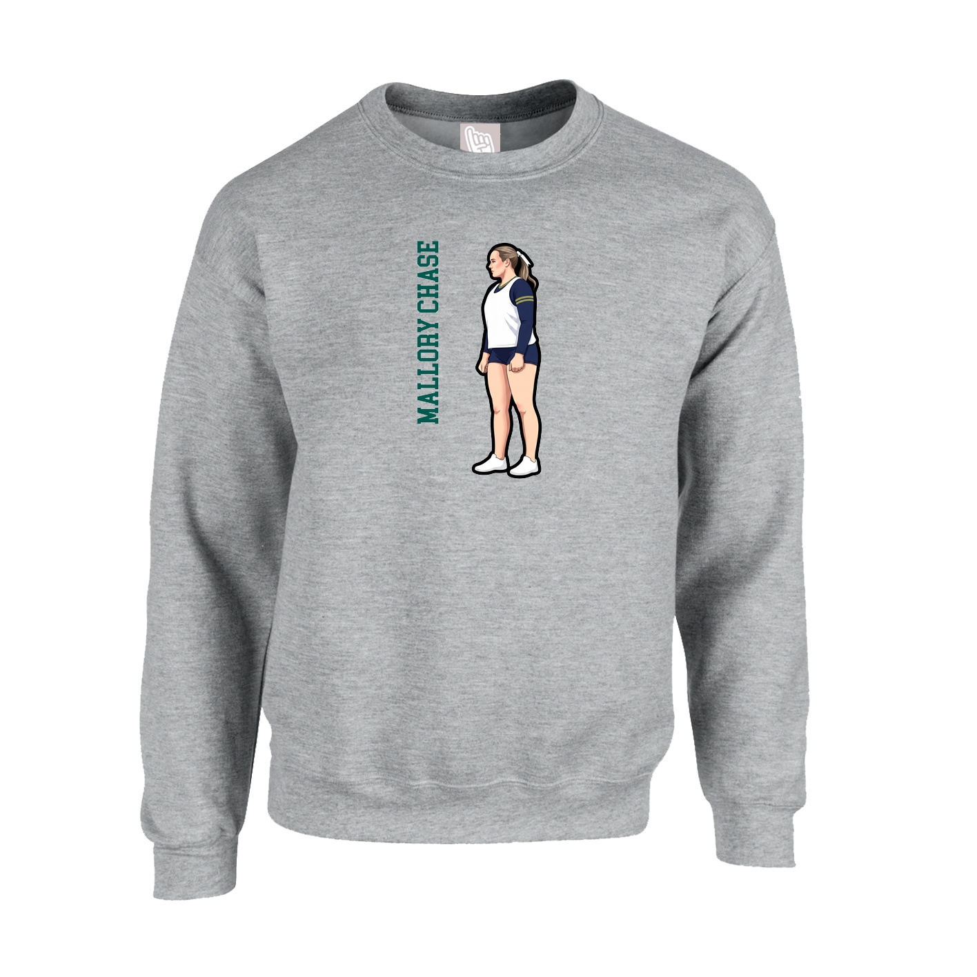 Fleece Crew — Name Vertical in Grey