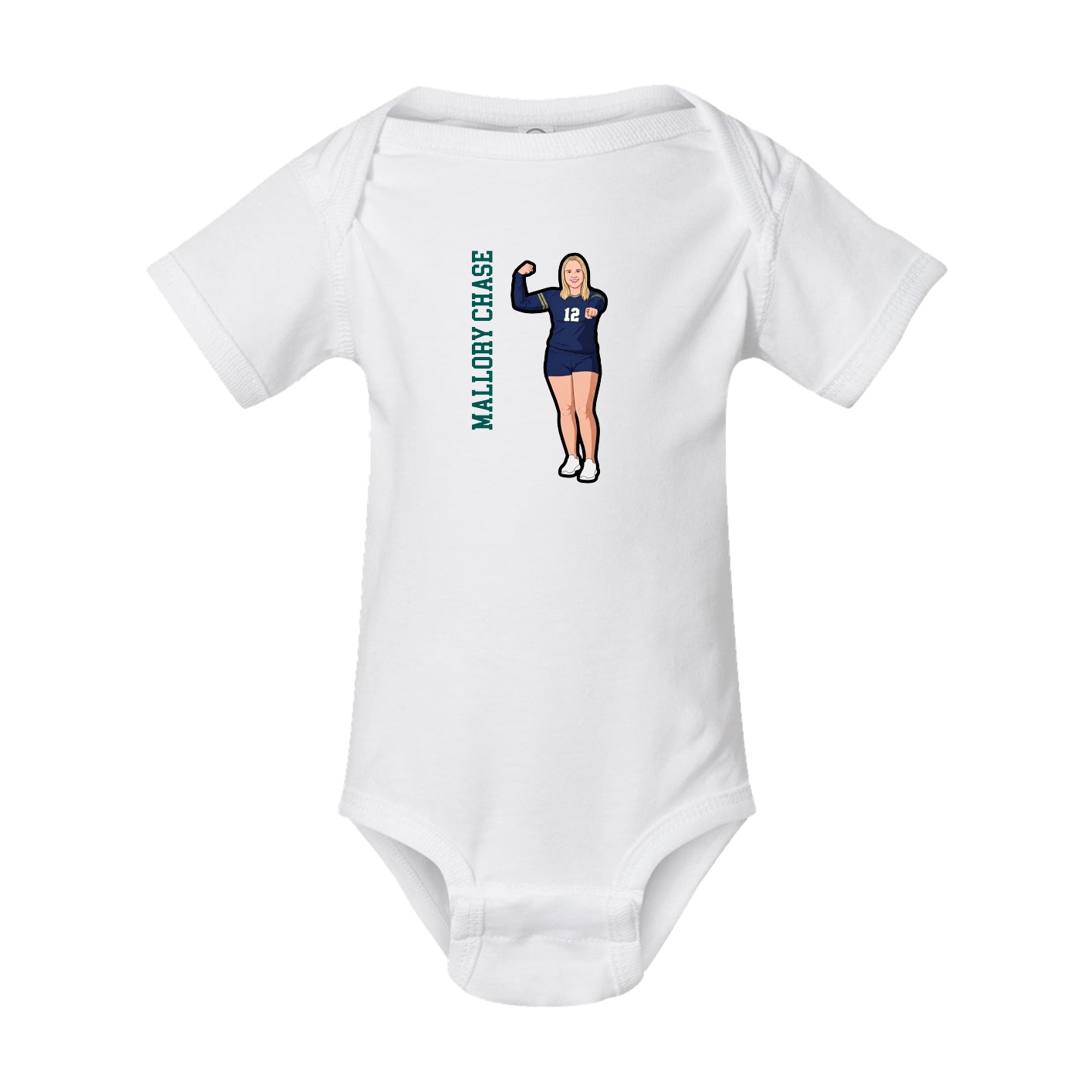 Baby Onesie — Name Vertical in White