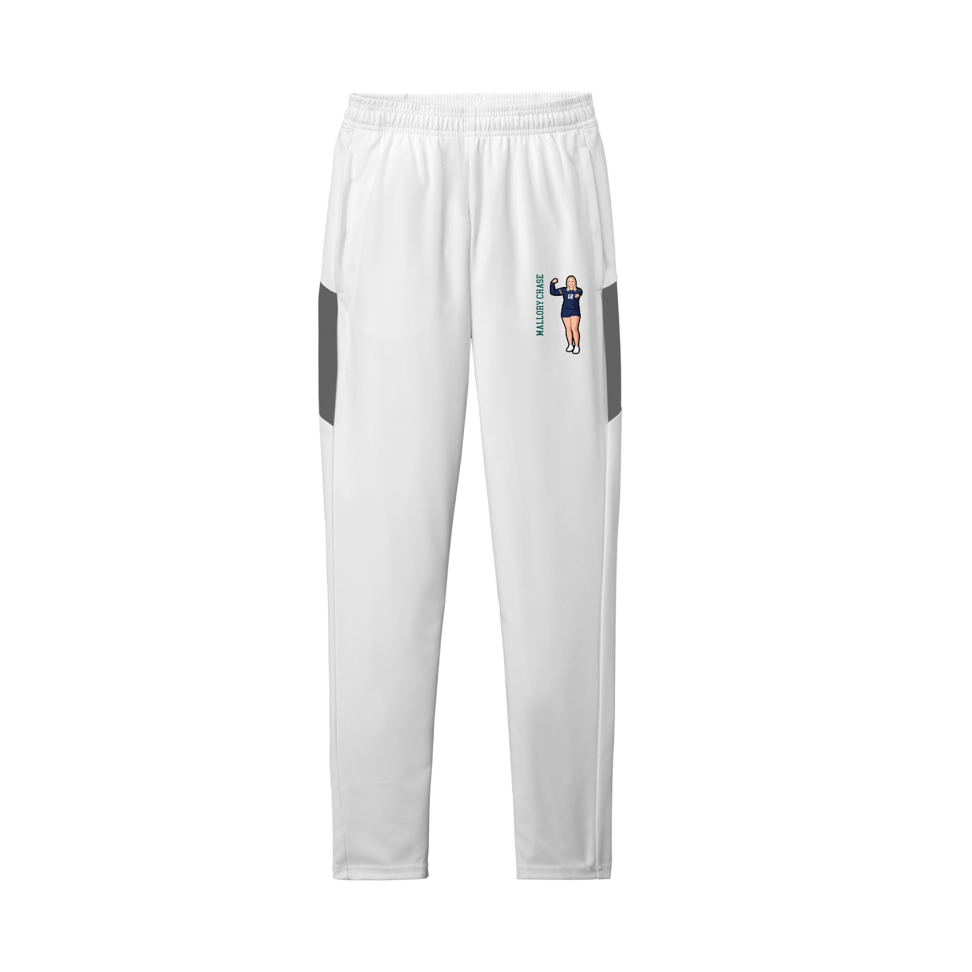 Team Travel Pant — Name Vertical in White/Grey