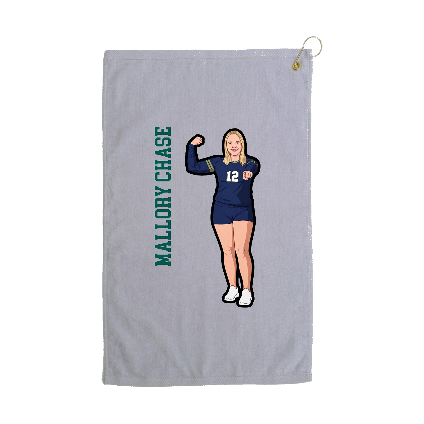 Golf Towel — Name Vertical in Grey