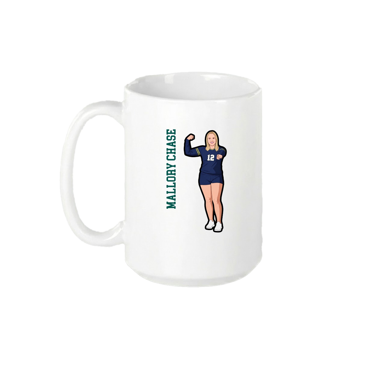 15oz Coffee Mug — Name Vertical in White