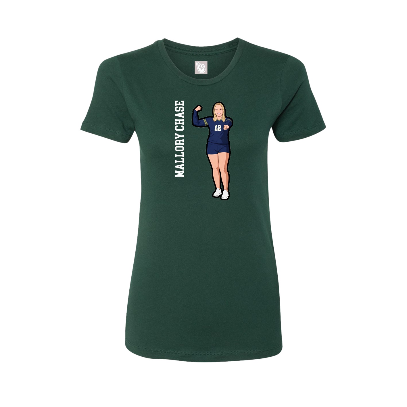 Fitted Women's Tee — Name Vertical in Green