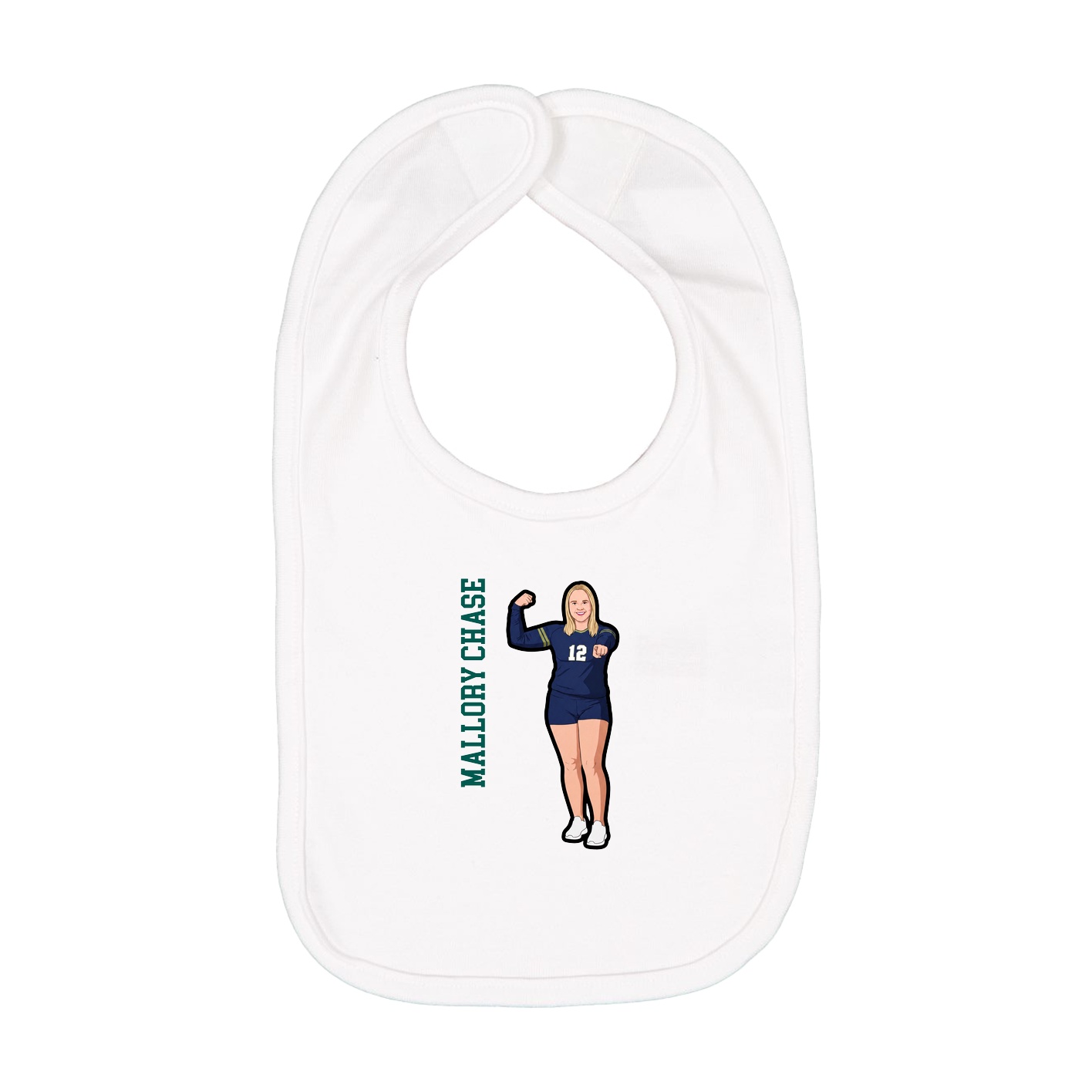 Infant Bib — Name Vertical in White