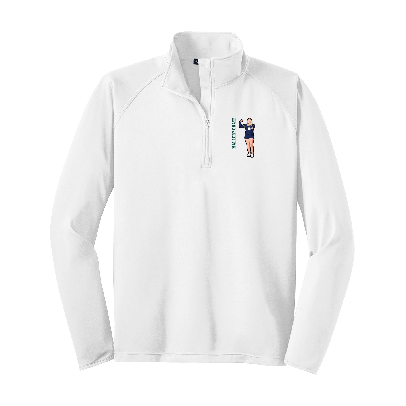 Q-Zip Pullover — Name Vertical in White