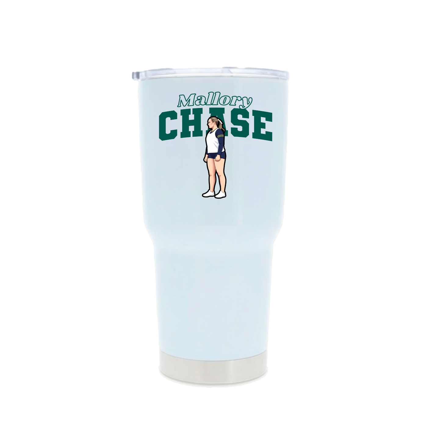 30oz Stainless Steel Tumbler — Name Arch in White