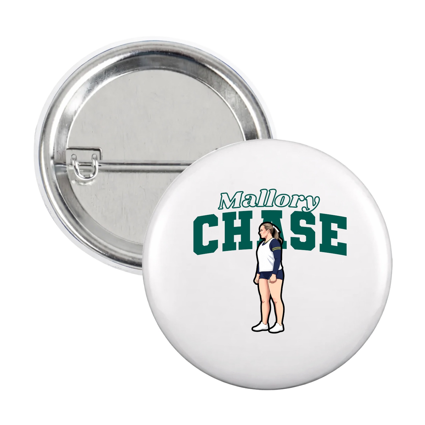 Game Day Button — Name Arch in White