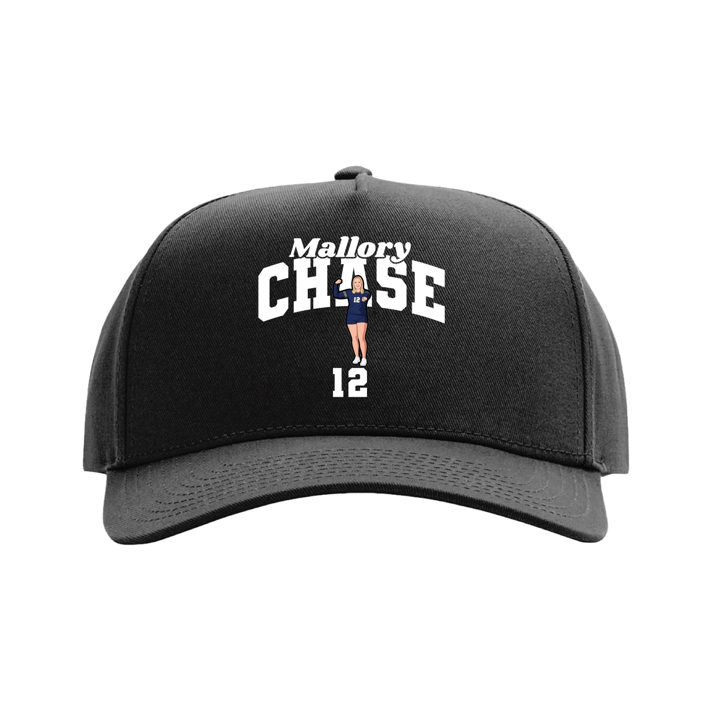 Full Fabric Five-Panel Champ Cap — Signature Arch in Black