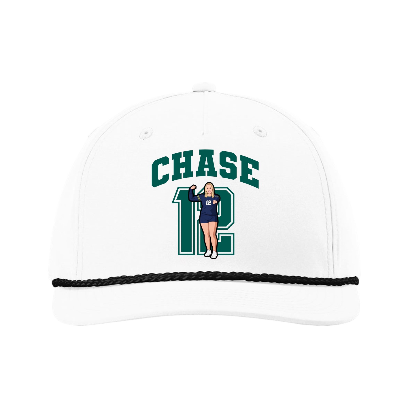 Five-Panel Classic Rope Cap — Number in White