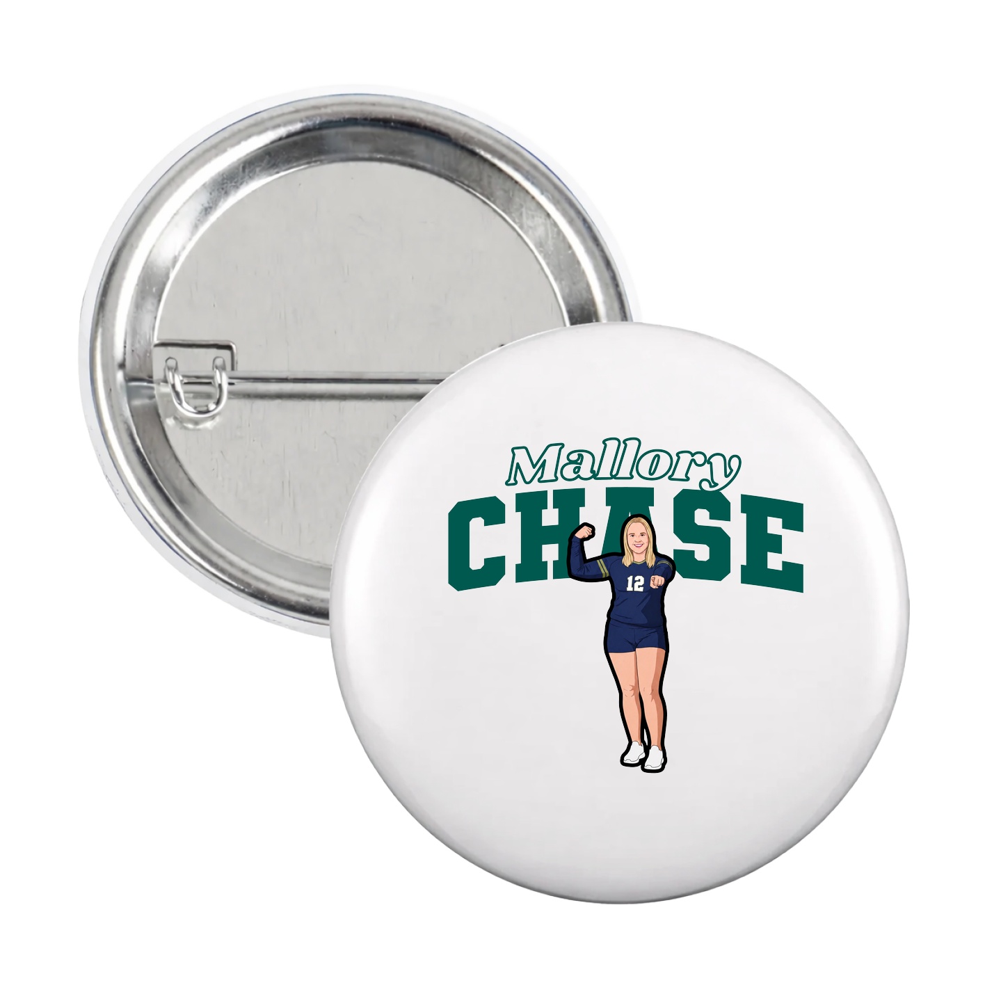 Game Day Button — Name Arch in White