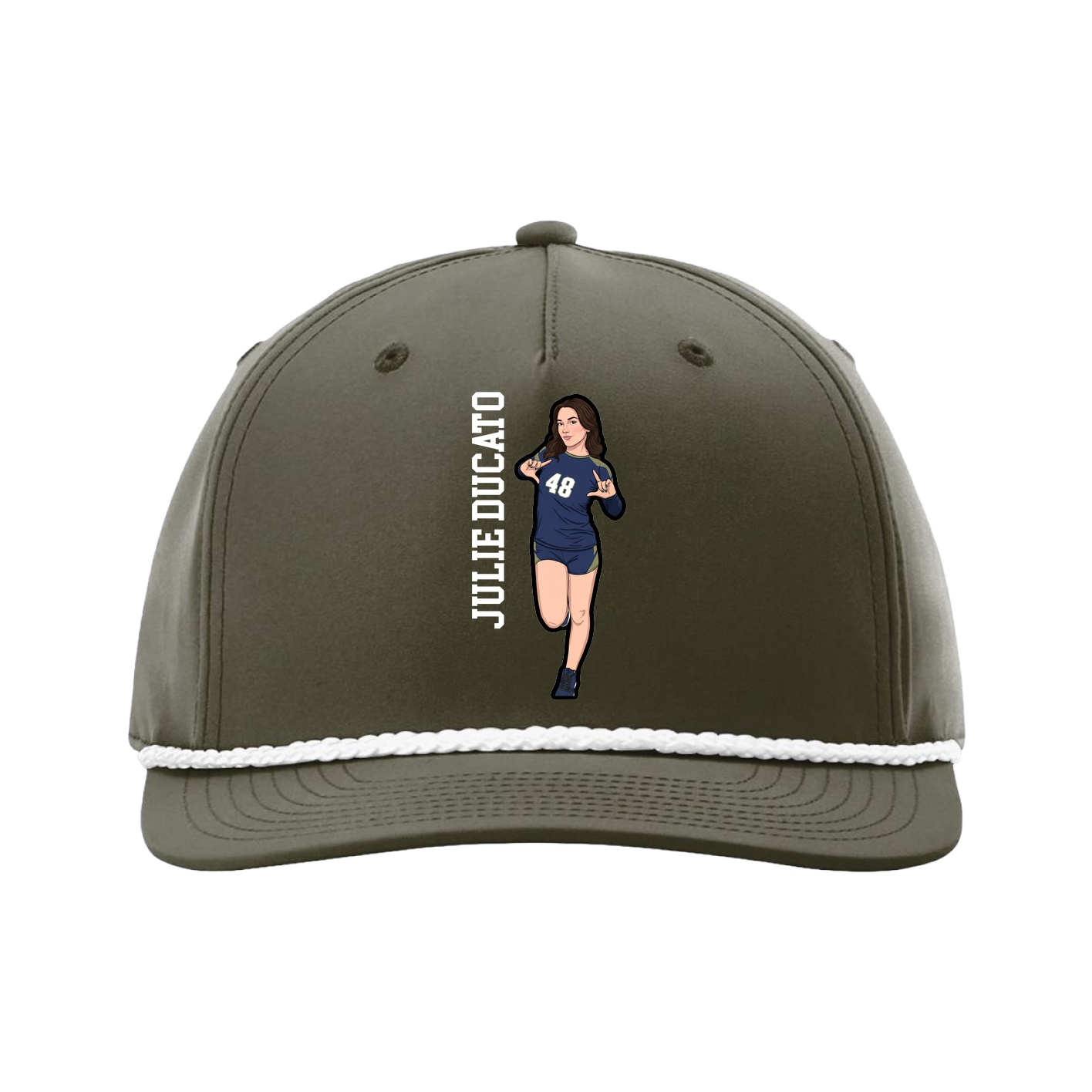 Five-Panel Classic Rope Cap — Name Vertical in Green