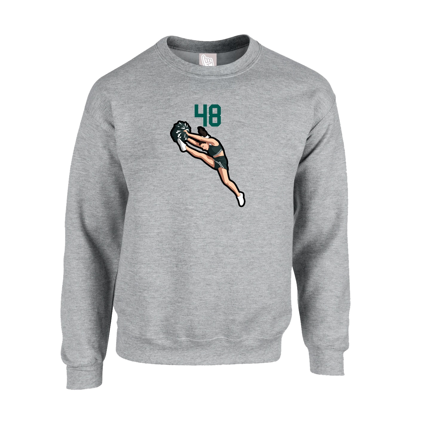 Fleece Crew — Number Top in Grey