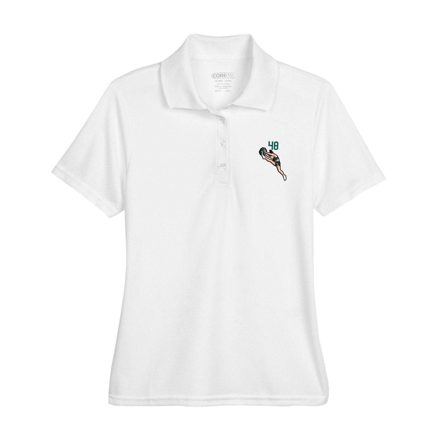 Womens Performance Polo — Number Top in White