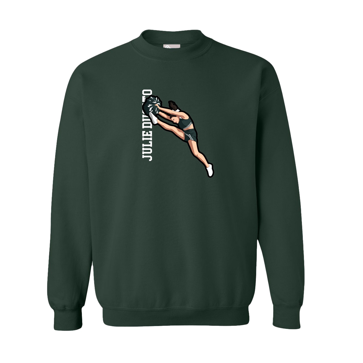 Fleece Crew — Name Vertical in Green