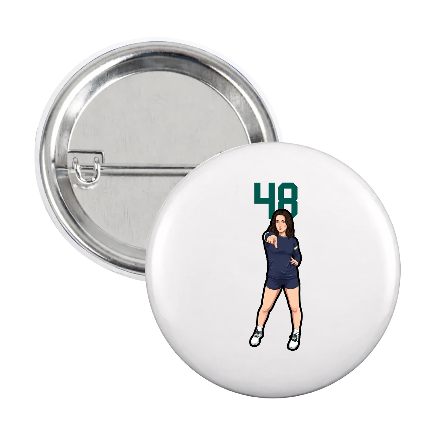 Game Day Button — Number Top in White
