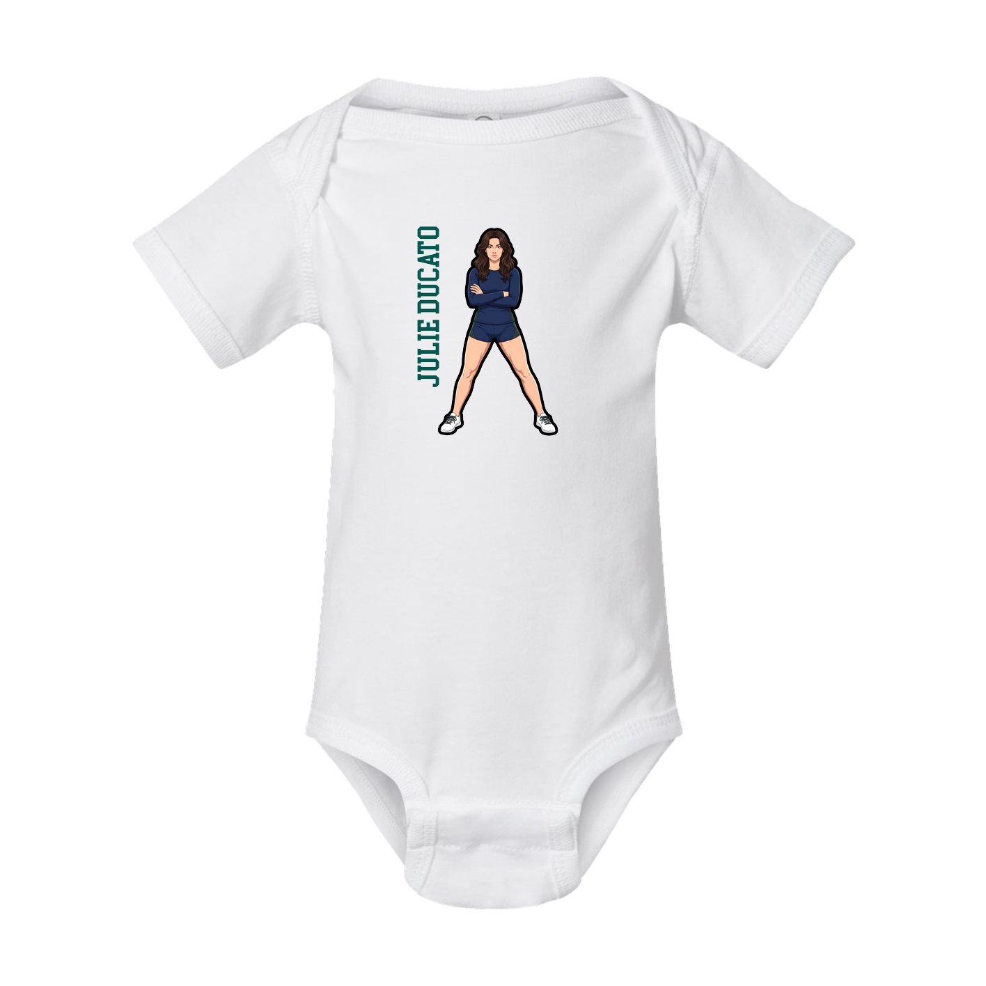 Baby Onesie — Name Vertical in White